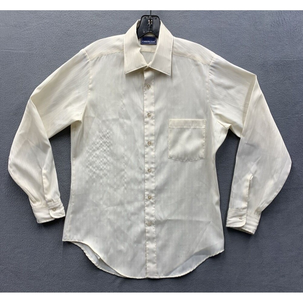 Vintage Career Club Button Up Shirt Striped Design Pocket Made in USA Size 15